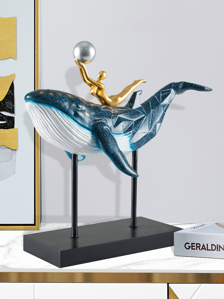 Luxury Whale Resin Ornament Modern Tabletop Decor