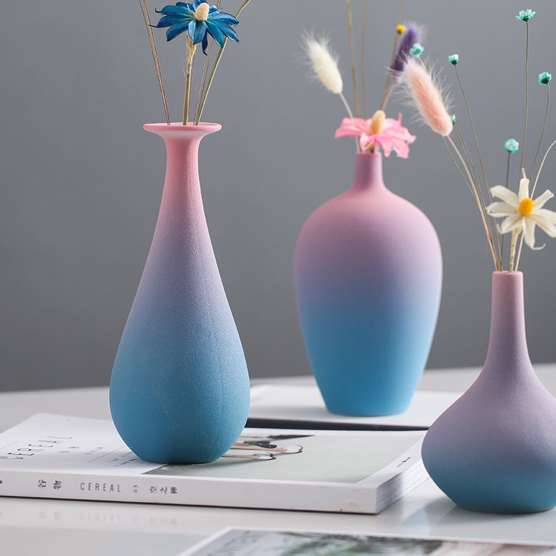 Nordic Gradient Ceramic Vase Modern Home Flower Decor