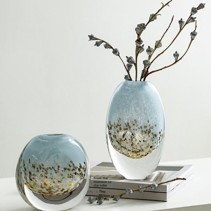 Luxury Blue Glass Vase Hydroponic Flower Table Decor