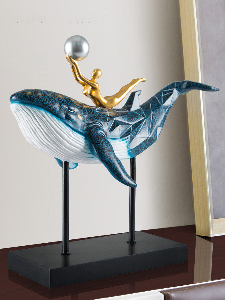 Luxury Whale Resin Ornament Modern Tabletop Decor