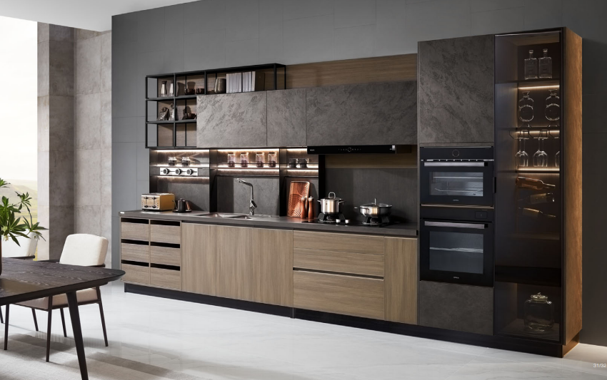 Zeppelin kitchen design setup – modern luxury modular kitchen layout with sleek finishes and contemporary styling