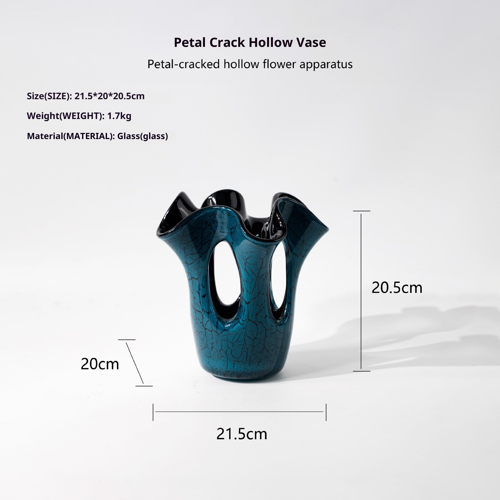 Luxury Blue Glass Vase Irregular Hollow Modern Decor