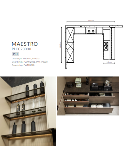 Maestro kitchen design setup with premium UV marble panel sheet – luxury modern kitchen featuring high-gloss marble finish