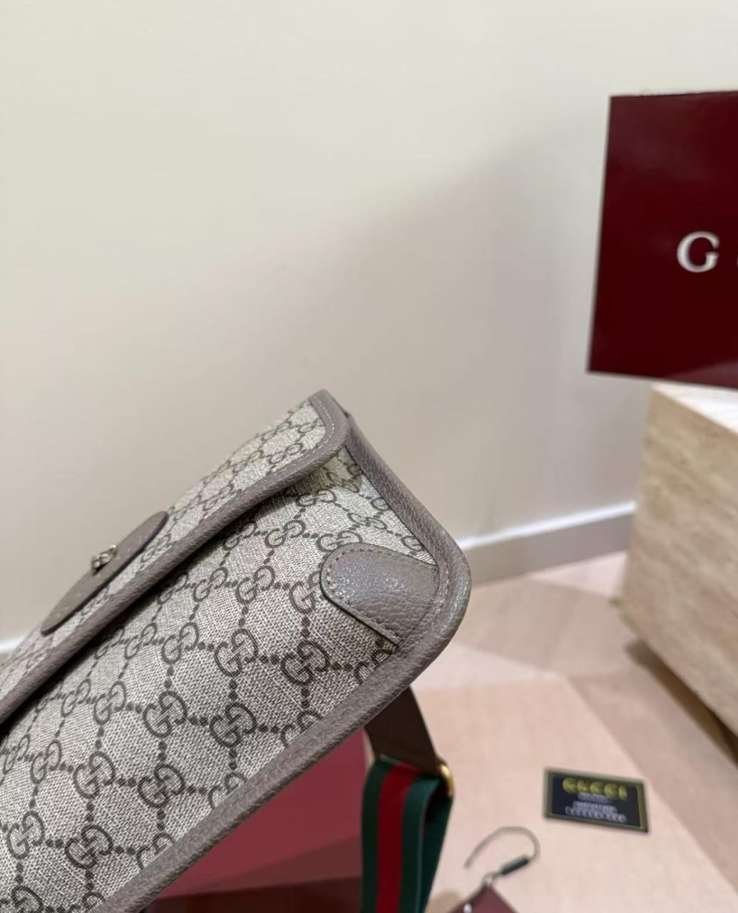 Vintage Gucci GG Monogram Crossbody Bag, New Never Used, Brown Canvas Shoulder Bag, Designer Vintage Handbag