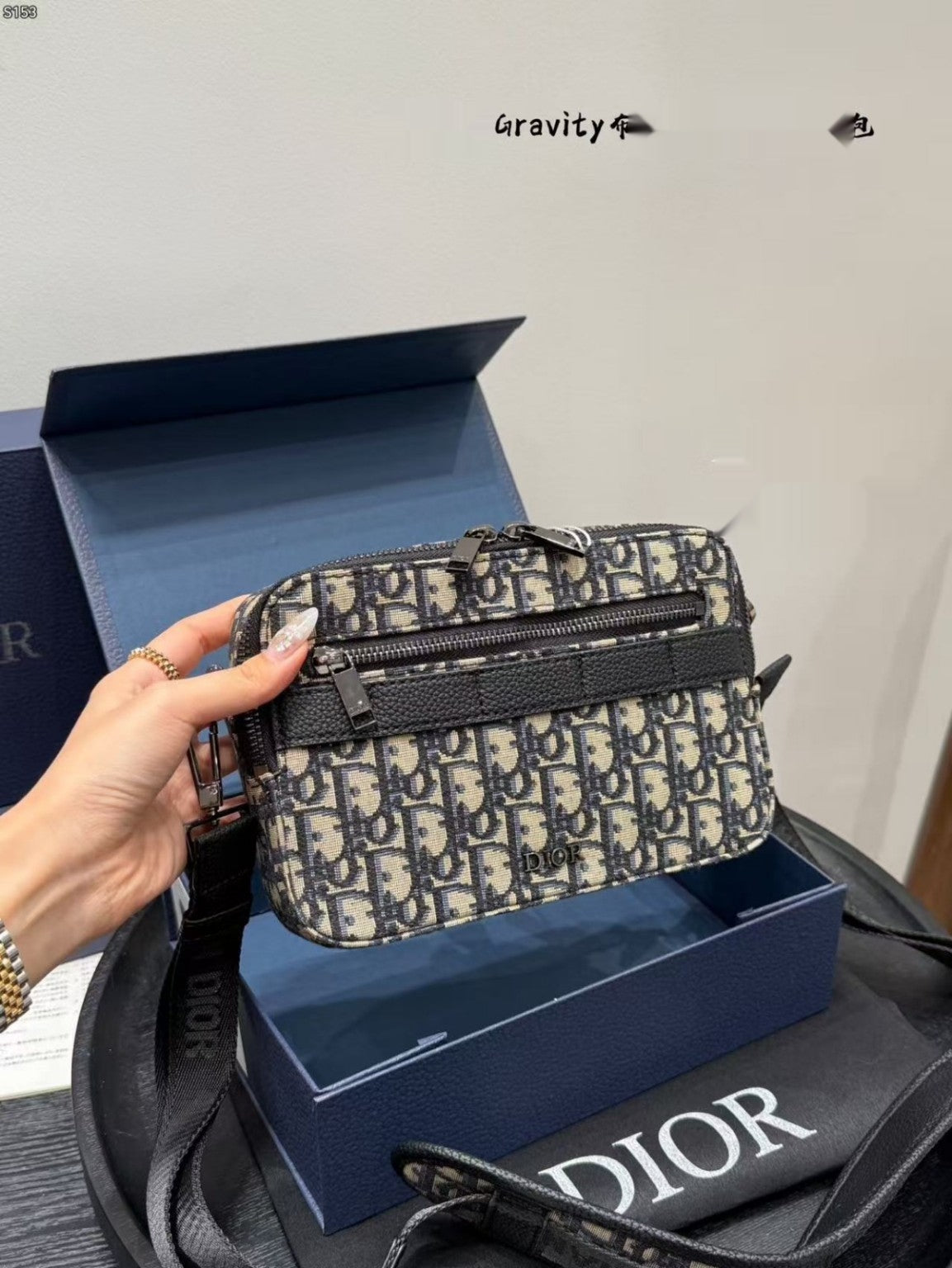 Cristian Dior Monogram Camera Bag, Unused Crossbody Bag, Designer Shoulder Bag, Beige Black Monogram Handbag