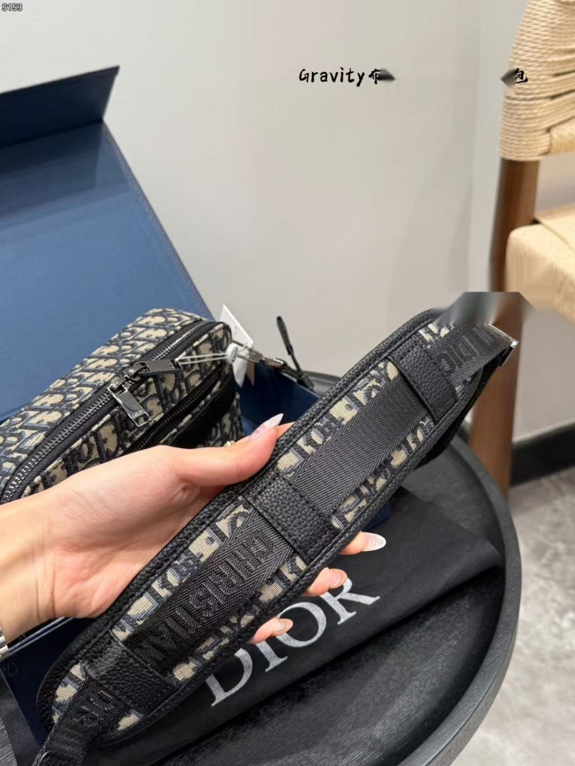 Cristian Dior Monogram Camera Bag, Unused Crossbody Bag, Designer Shoulder Bag, Beige Black Monogram Handbag