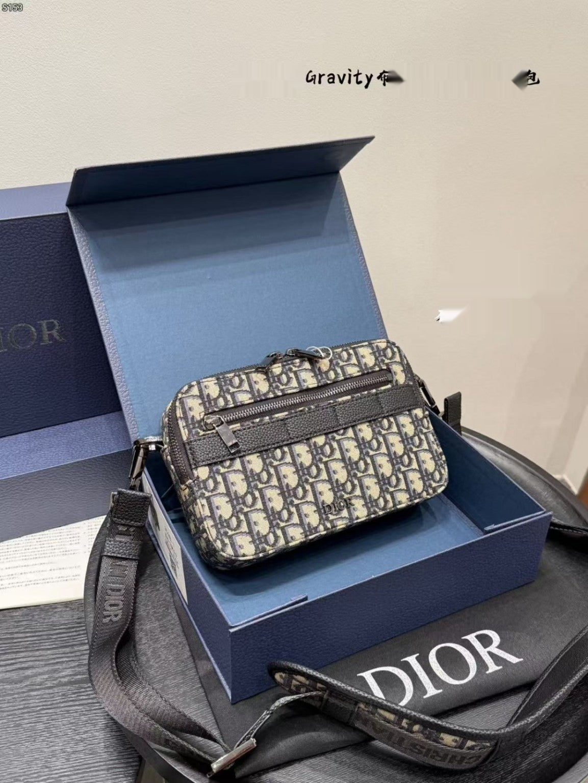 Cristian Dior Monogram Camera Bag, Unused Crossbody Bag, Designer Shoulder Bag, Beige Black Monogram Handbag