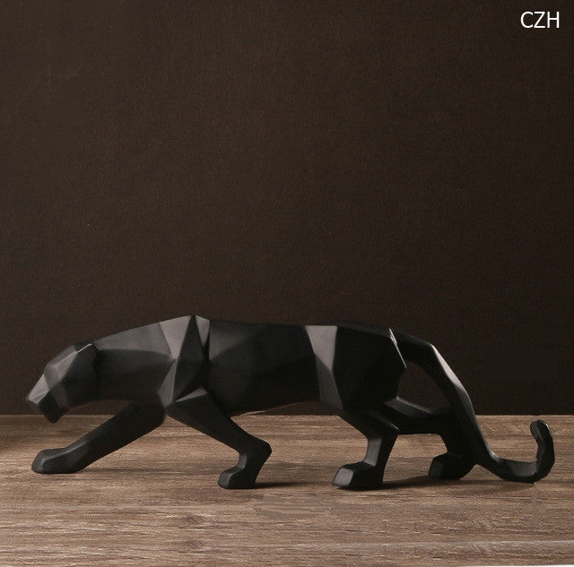 Abstract Black Panther Sculpture Modern Resin Decor