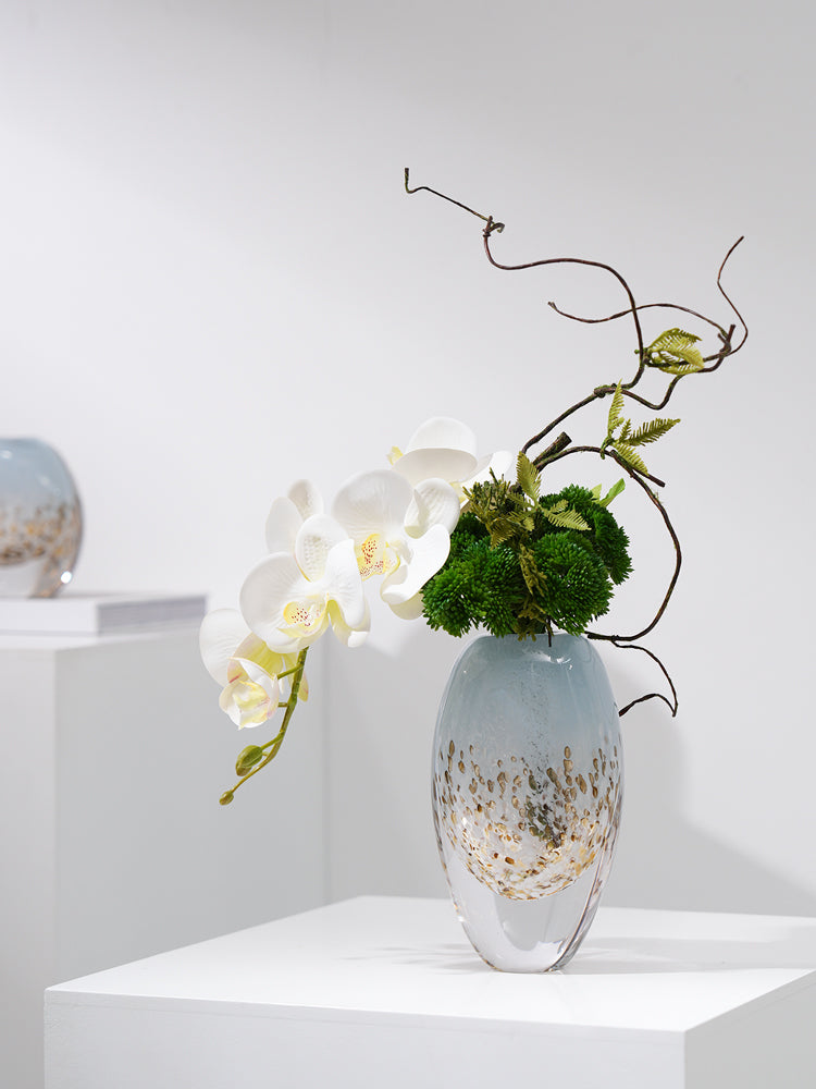 Luxury Blue Glass Vase Hydroponic Flower Table Decor