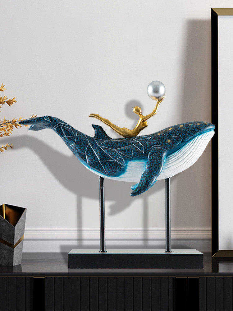 Luxury Whale Resin Ornament Modern Tabletop Decor