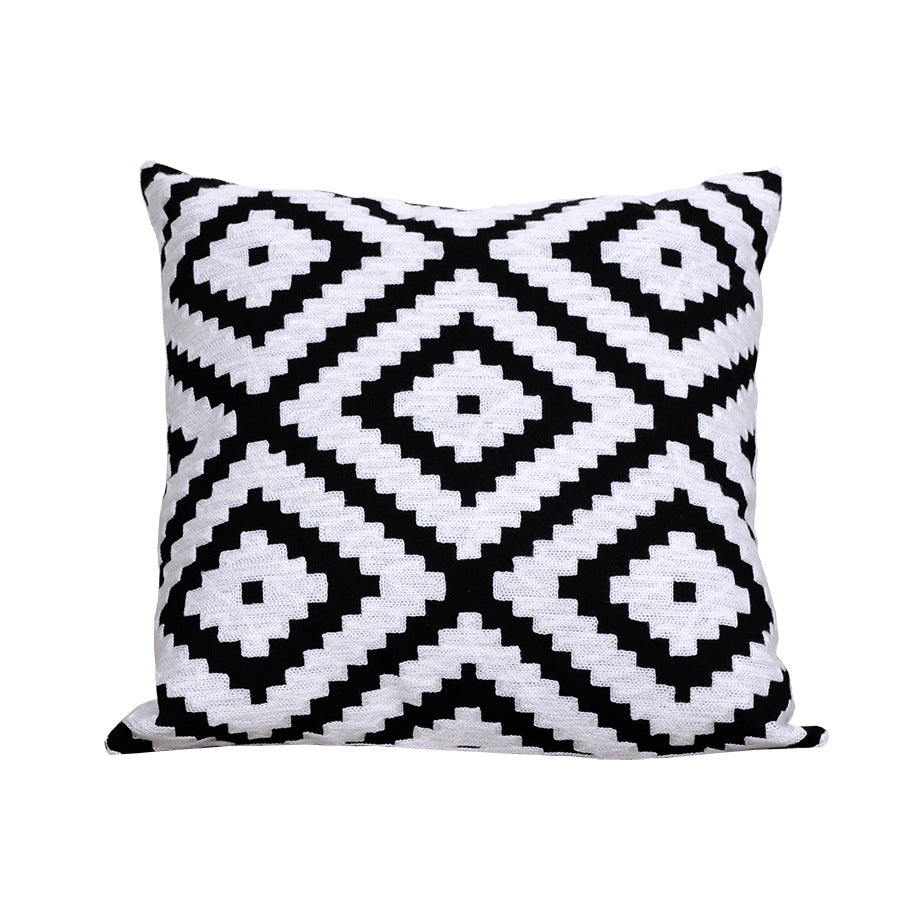Modern Embroidered Pillowcase Abstract Cotton Cushion Cover