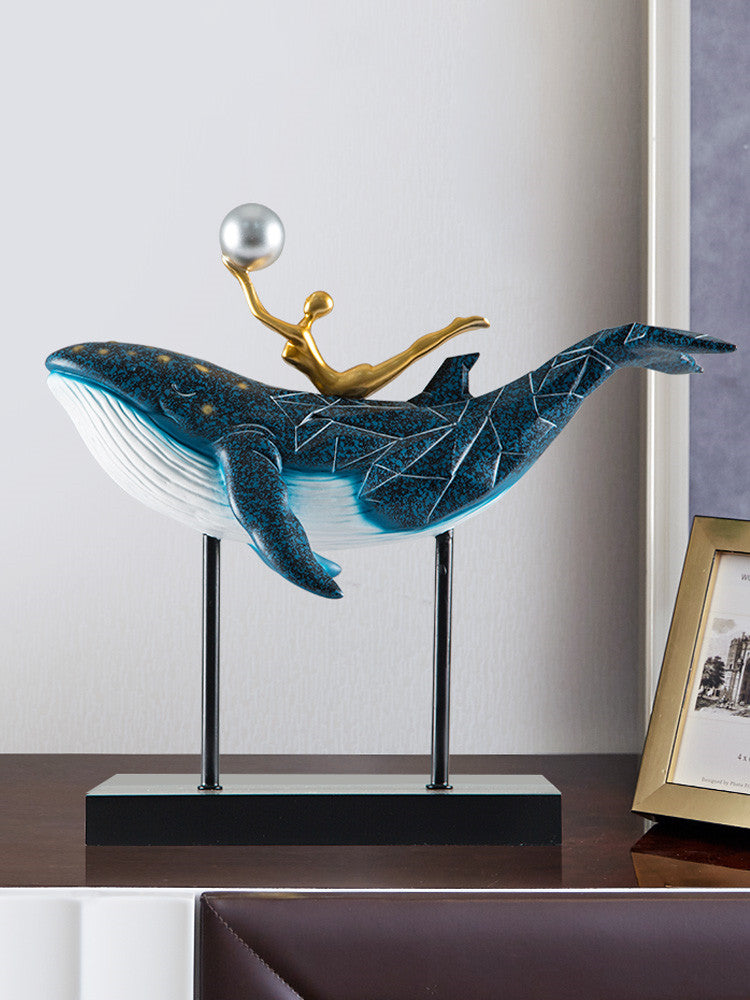 Luxury Whale Resin Ornament Modern Tabletop Decor