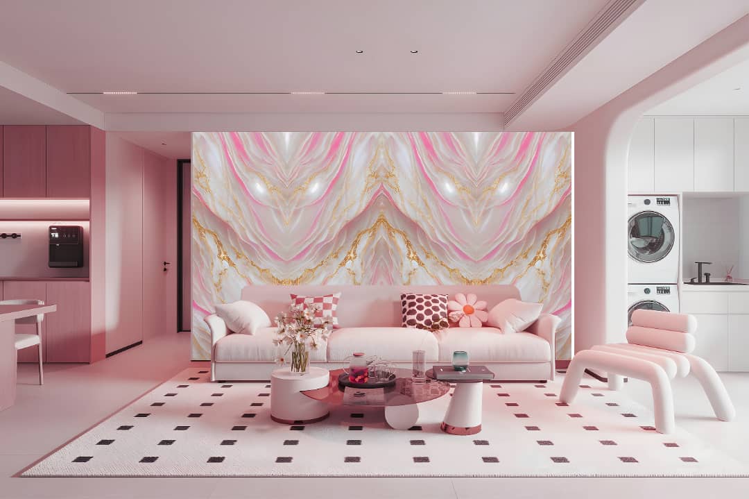 Blush Marble UV Gilding Panel – Feminine Luxury Meets Modern Art