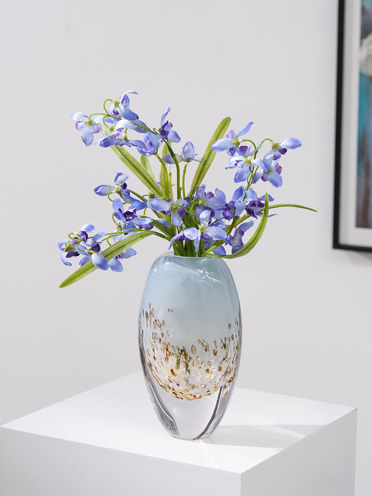 Luxury Blue Glass Vase Hydroponic Flower Table Decor