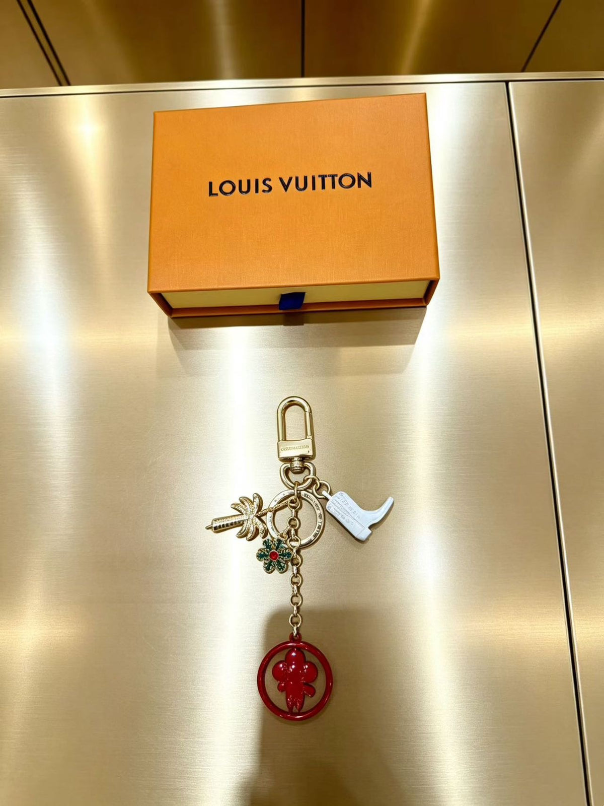 Colorful Charm Keychain for Women – Gold-Tone Keyring with Decorative Charms