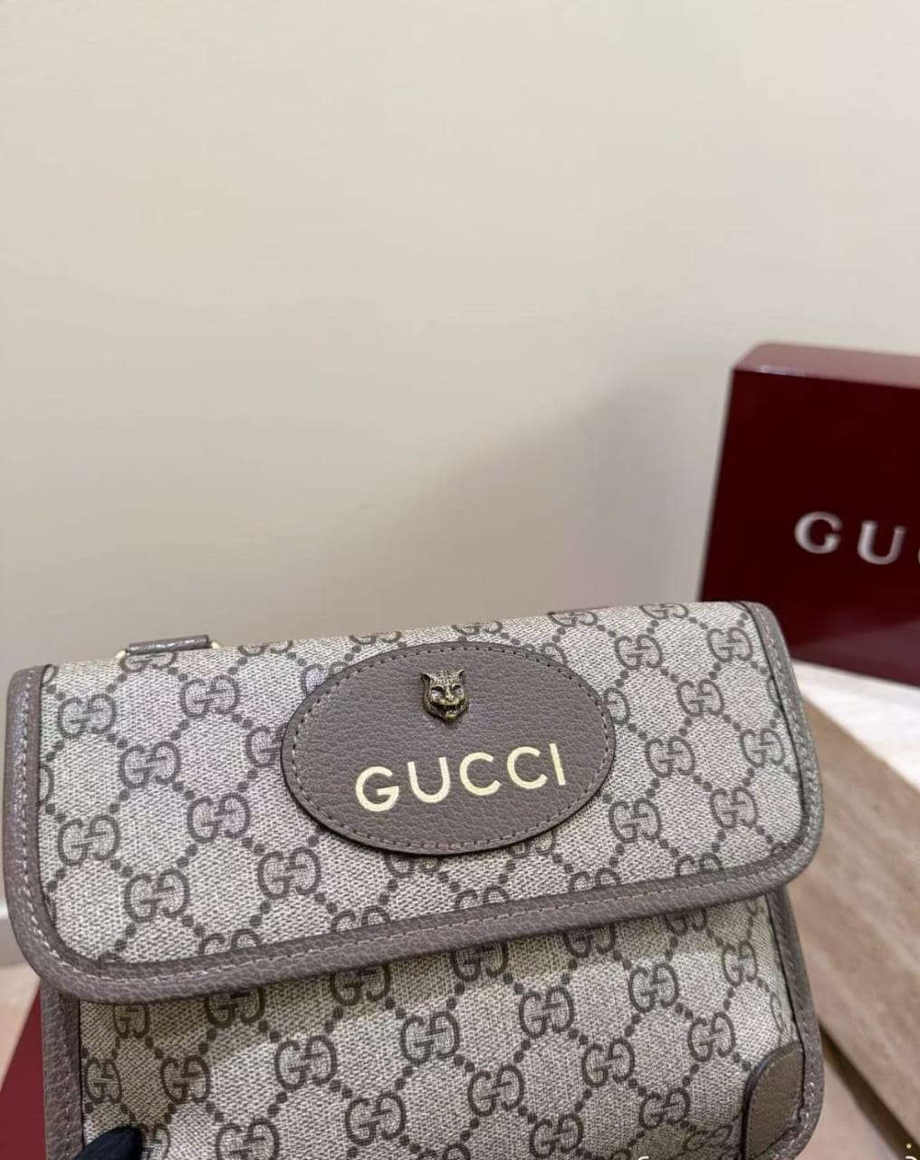Vintage Gucci GG Monogram Crossbody Bag, New Never Used, Brown Canvas Shoulder Bag, Designer Vintage Handbag