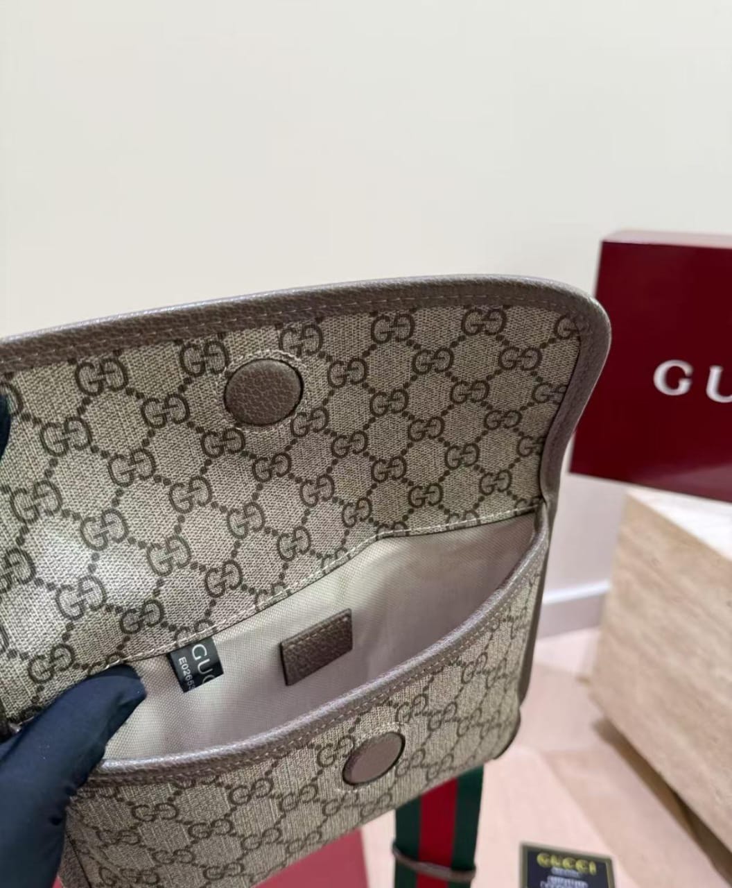 Vintage Gucci GG Monogram Crossbody Bag, New Never Used, Brown Canvas Shoulder Bag, Designer Vintage Handbag
