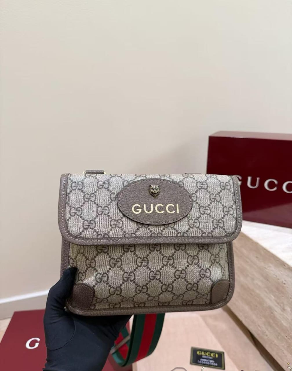 Vintage Gucci GG Monogram Crossbody Bag, New Never Used, Brown Canvas Shoulder Bag, Designer Vintage Handbag